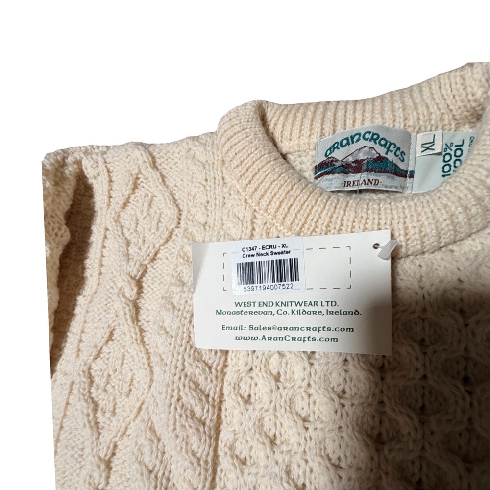 Aran Crafts Unisex preppy Cable Knit Sweater-XL-NWOT‎ - Picture 4 of 6
